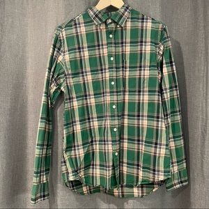"The Classic Shirt" Green Orange Navy Plaid Shirt (Youth)